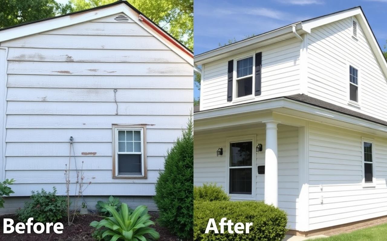 Before and after siding transformation